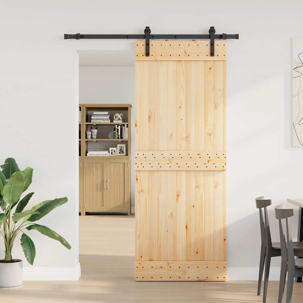 vidaXL Ușă glisantă cu set de feronerie 80x210 cm, lemn masiv de pin vidaXL Ușă glisantă cu set de feronerie 80x210 cm, lemn masiv de pin