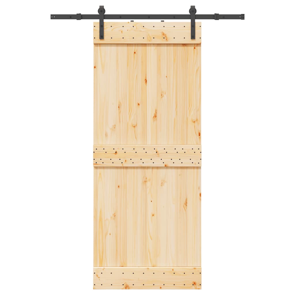 vidaXL Ușă glisantă cu set de feronerie 85x210 cm, lemn masiv de pin vidaXL Ușă glisantă cu set de feronerie 85x210 cm, lemn masiv de pin
