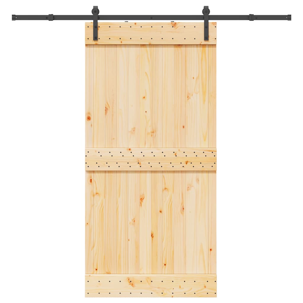 vidaXL Ușă glisantă cu set feronerie, 100x210 cm, lemn masiv de pin vidaXL Ușă glisantă cu set feronerie, 100x210 cm, lemn masiv de pin