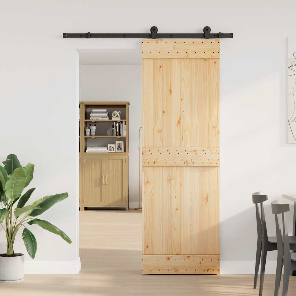 vidaXL Ușă glisantă cu set de feronerie 70x210 cm, lemn masiv de pin vidaXL Ușă glisantă cu set de feronerie 70x210 cm, lemn masiv de pin