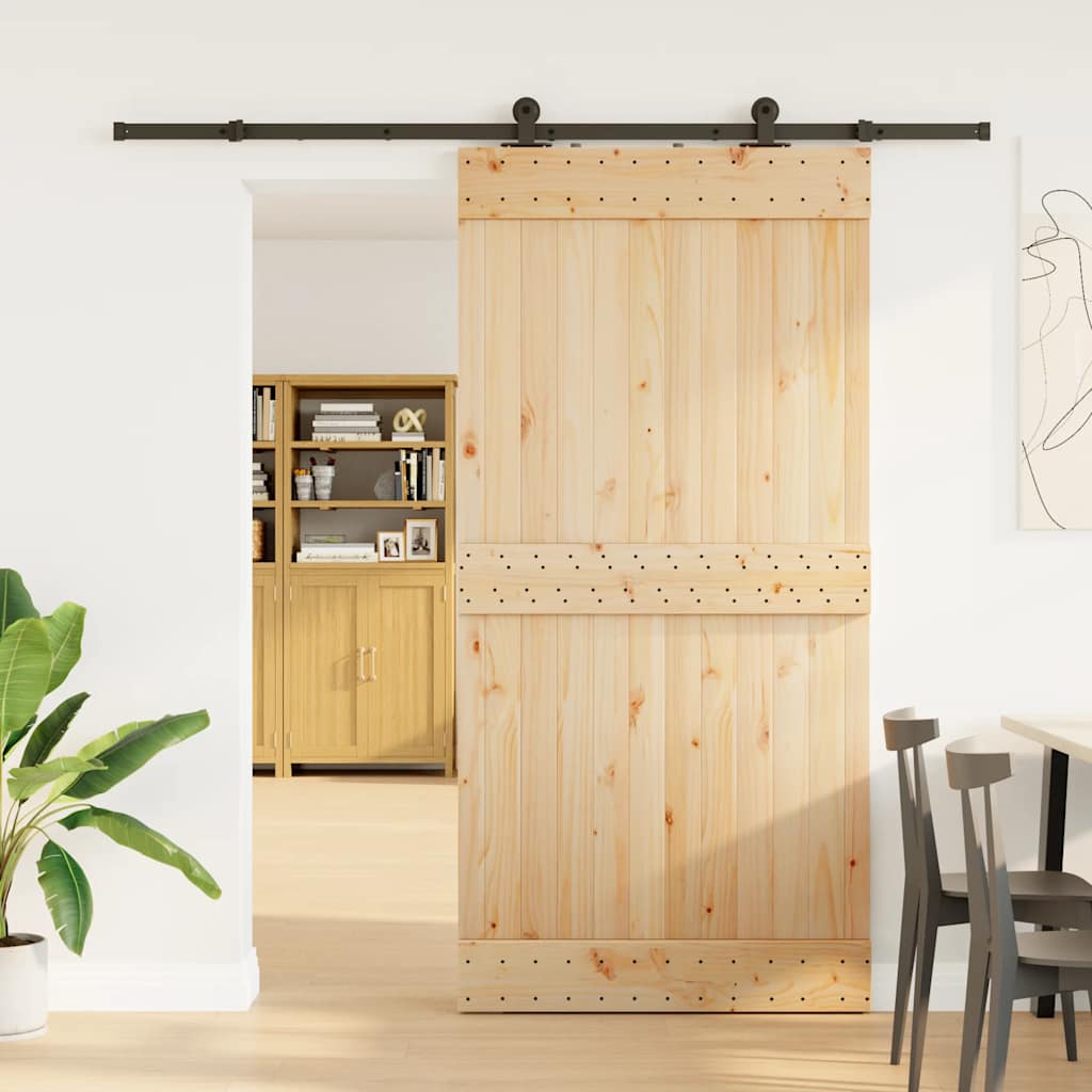 vidaXL Ușă glisantă cu set feronerie, 100x210 cm, lemn masiv de pin vidaXL Ușă glisantă cu set feronerie, 100x210 cm, lemn masiv de pin