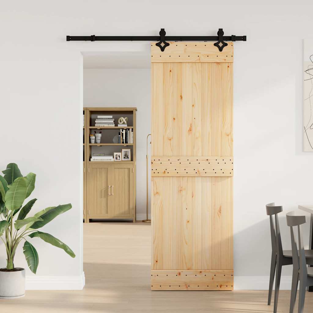 vidaXL Ușă glisantă cu set de feronerie 70x210 cm, lemn masiv de pin vidaXL Ușă glisantă cu set de feronerie 70x210 cm, lemn masiv de pin