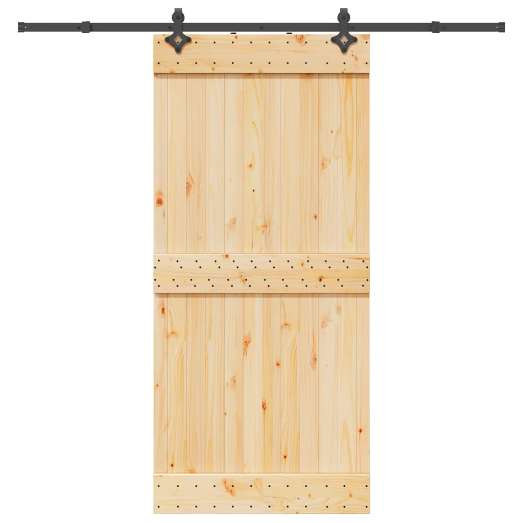 vidaXL Ușă glisantă cu set de feronerie 95x210 cm, lemn masiv de pin vidaXL Ușă glisantă cu set de feronerie 95x210 cm, lemn masiv de pin