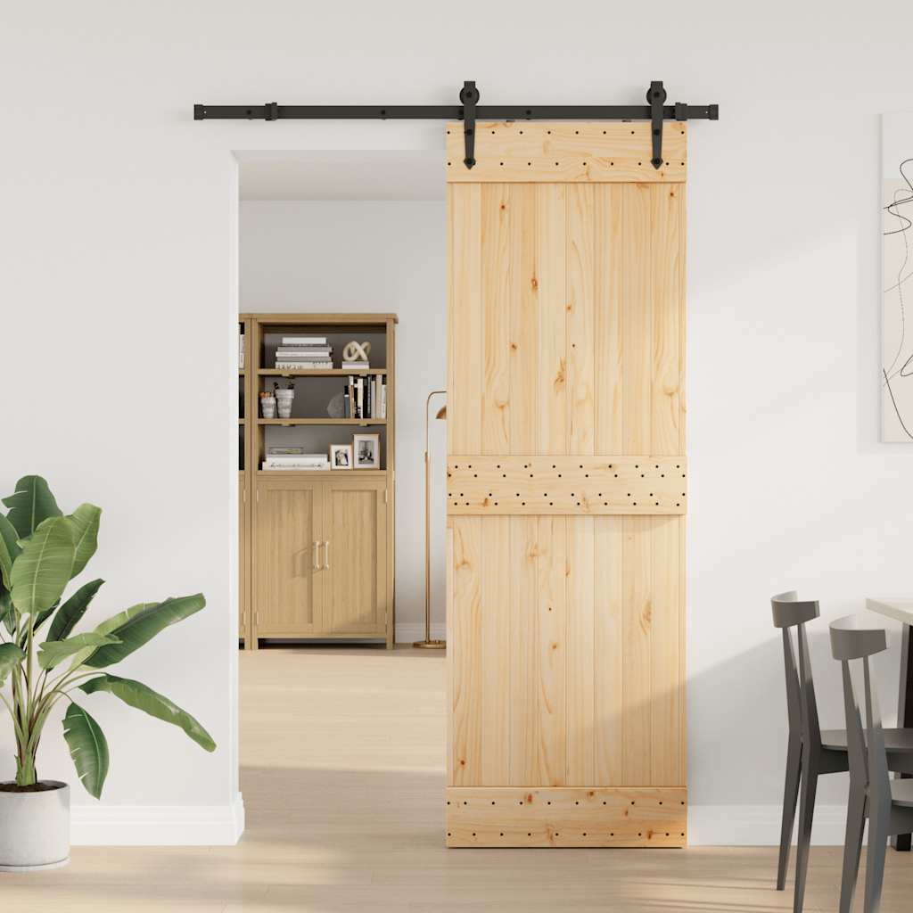vidaXL Ușă glisantă cu set de feronerie 70x210 cm, lemn masiv de pin vidaXL Ușă glisantă cu set de feronerie 70x210 cm, lemn masiv de pin