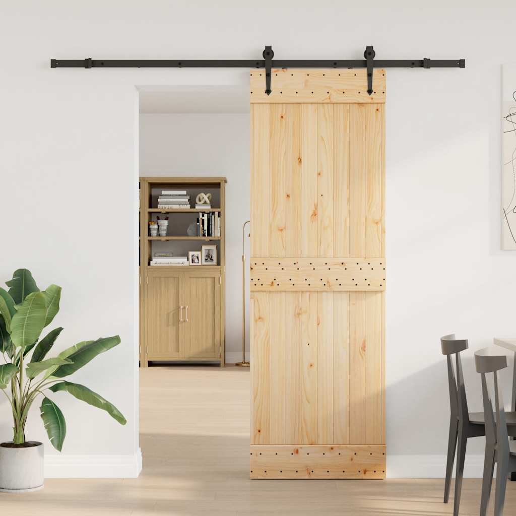 vidaXL Ușă glisantă cu set de feronerie 70x210 cm, lemn masiv de pin vidaXL Ușă glisantă cu set de feronerie 70x210 cm, lemn masiv de pin
