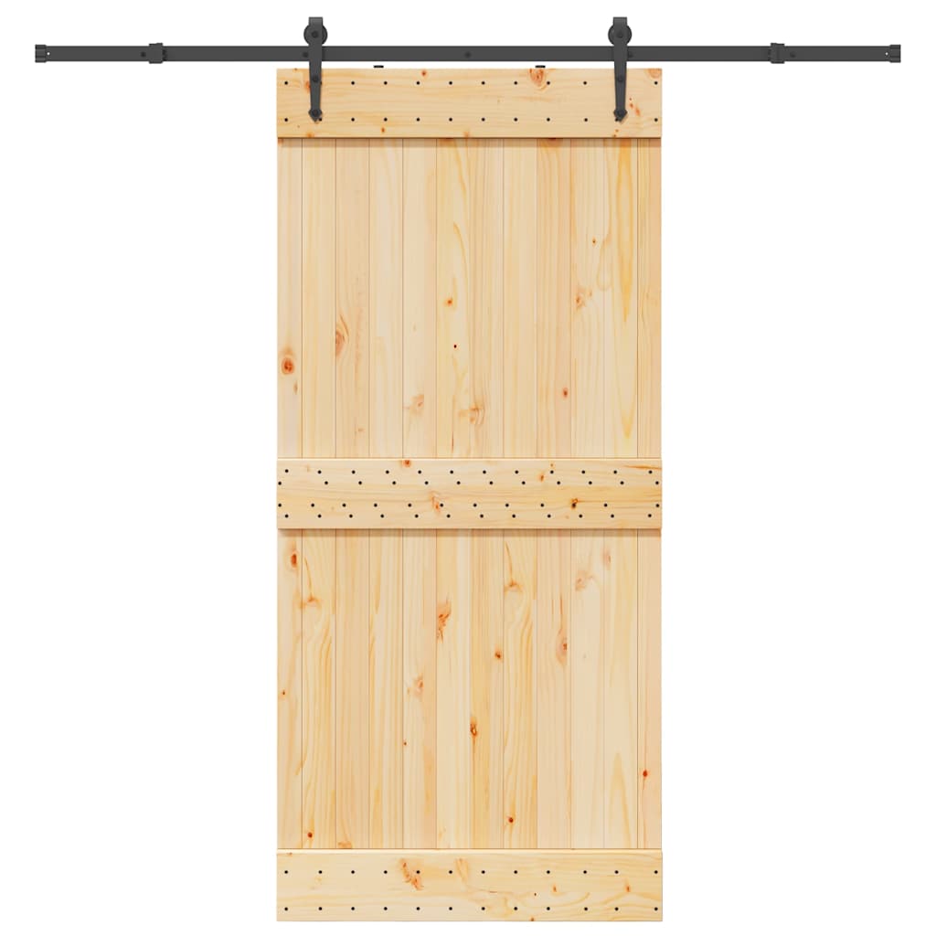 vidaXL Ușă glisantă cu set de feronerie 95x210 cm, lemn masiv de pin vidaXL Ușă glisantă cu set de feronerie 95x210 cm, lemn masiv de pin