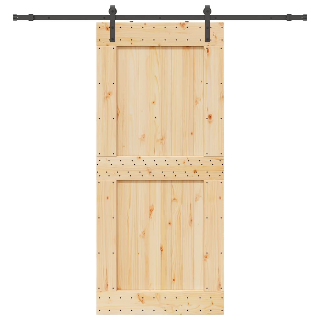 vidaXL Ușă glisantă cu set feronerie, 100x210 cm, lemn masiv de pin vidaXL Ușă glisantă cu set feronerie, 100x210 cm, lemn masiv de pin