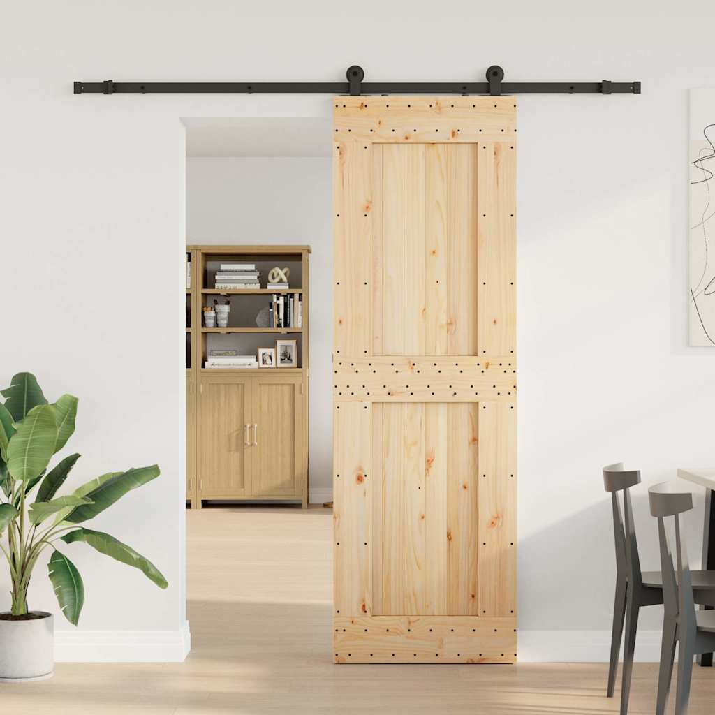 vidaXL Ușă glisantă cu set de feronerie 70x210 cm, lemn masiv de pin vidaXL Ușă glisantă cu set de feronerie 70x210 cm, lemn masiv de pin