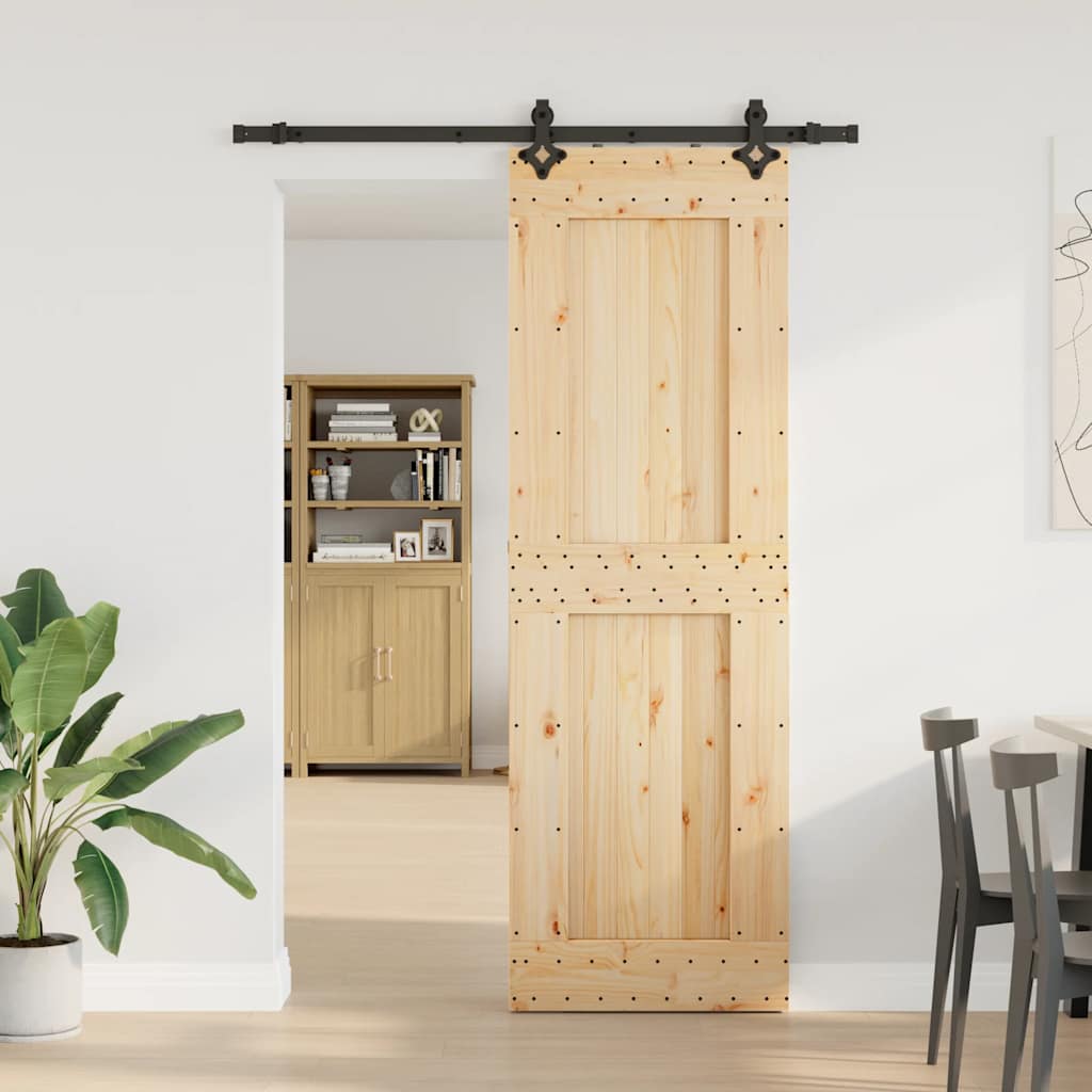 vidaXL Ușă glisantă cu set de feronerie 70x210 cm, lemn masiv de pin vidaXL Ușă glisantă cu set de feronerie 70x210 cm, lemn masiv de pin