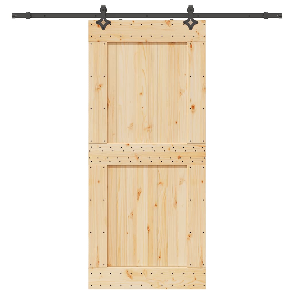vidaXL Ușă glisantă cu set feronerie, 100x210 cm, lemn masiv de pin vidaXL Ușă glisantă cu set feronerie, 100x210 cm, lemn masiv de pin