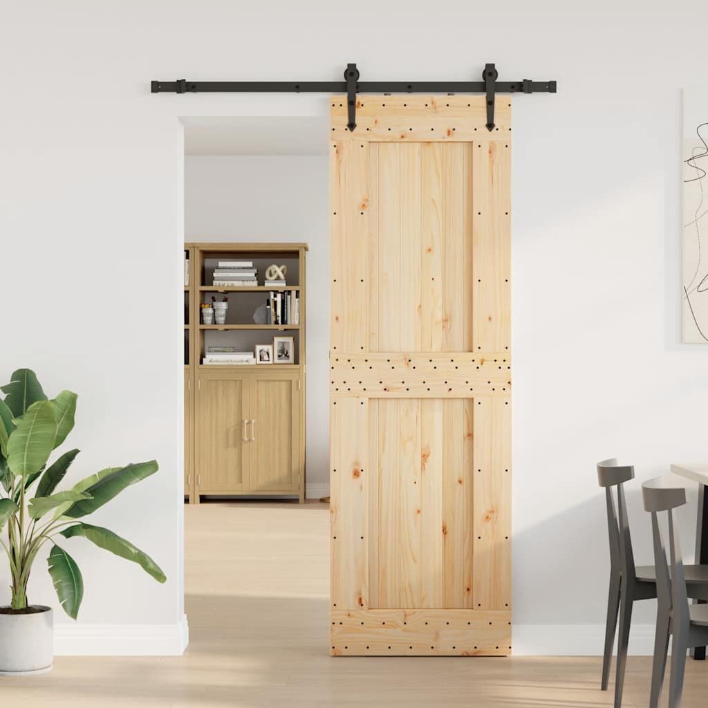 vidaXL Ușă glisantă cu set de feronerie 70x210 cm, lemn masiv de pin vidaXL Ușă glisantă cu set de feronerie 70x210 cm, lemn masiv de pin