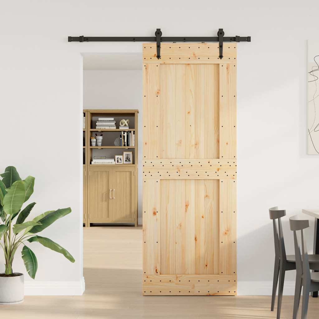 vidaXL Ușă glisantă cu set de feronerie 85x210 cm, lemn masiv de pin vidaXL Ușă glisantă cu set de feronerie 85x210 cm, lemn masiv de pin