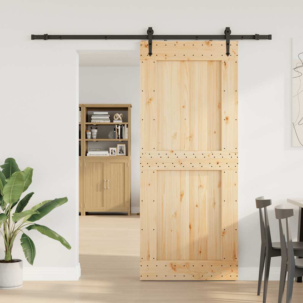 vidaXL Ușă glisantă cu set de feronerie 95x210 cm, lemn masiv de pin vidaXL Ușă glisantă cu set de feronerie 95x210 cm, lemn masiv de pin