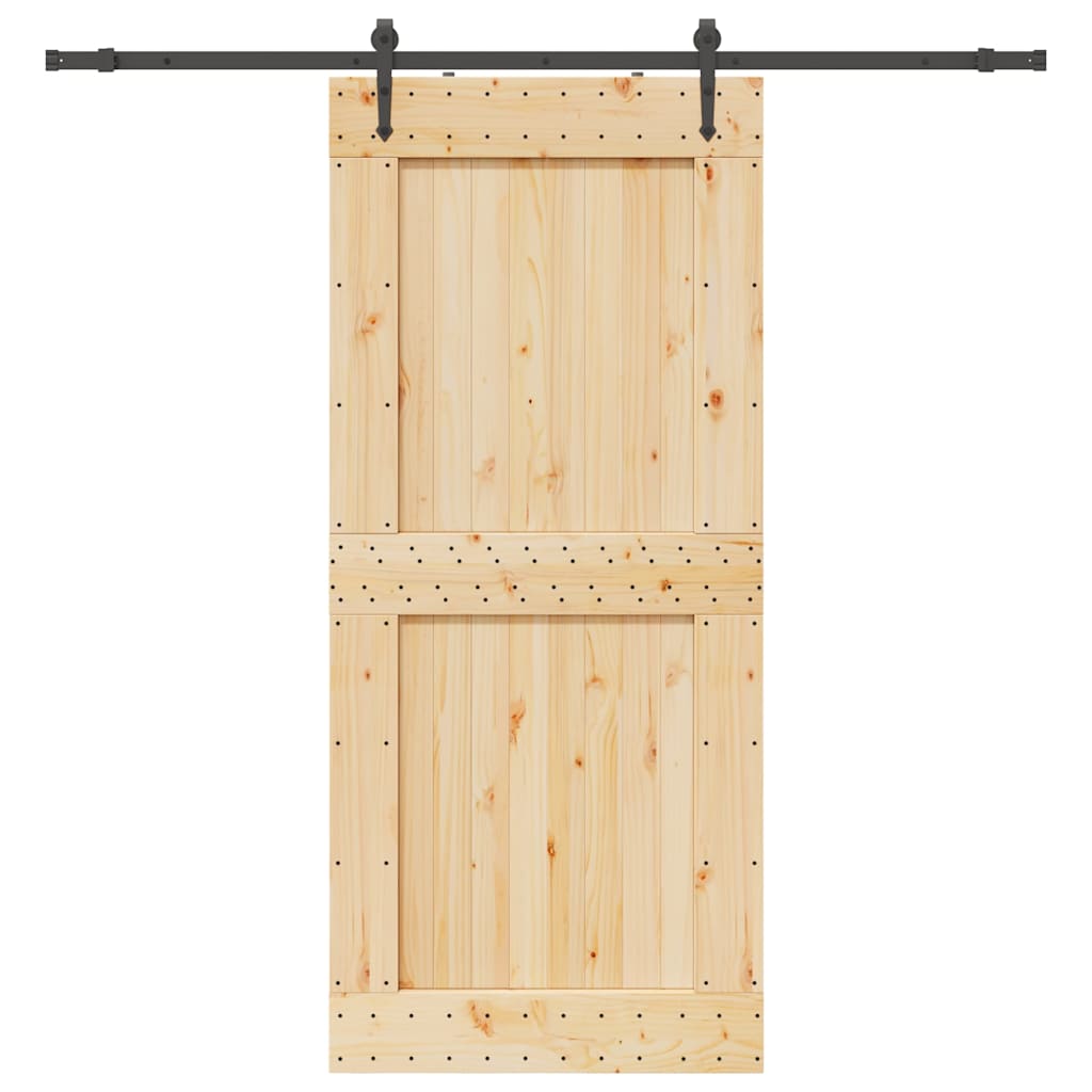 vidaXL Ușă glisantă cu set feronerie, 100x210 cm, lemn masiv de pin vidaXL Ușă glisantă cu set feronerie, 100x210 cm, lemn masiv de pin