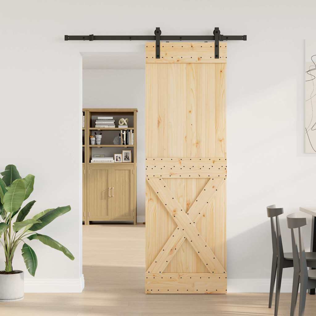 vidaXL Ușă glisantă cu set de feronerie 70x210 cm, lemn masiv de pin vidaXL Ușă glisantă cu set de feronerie 70x210 cm, lemn masiv de pin