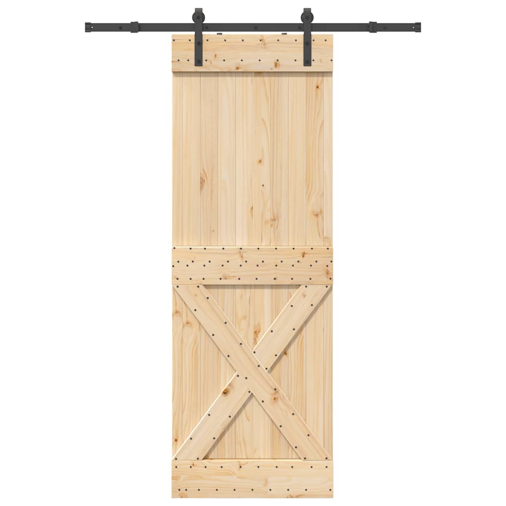 vidaXL Ușă glisantă cu set de feronerie 80x210 cm, lemn masiv de pin vidaXL Ușă glisantă cu set de feronerie 80x210 cm, lemn masiv de pin