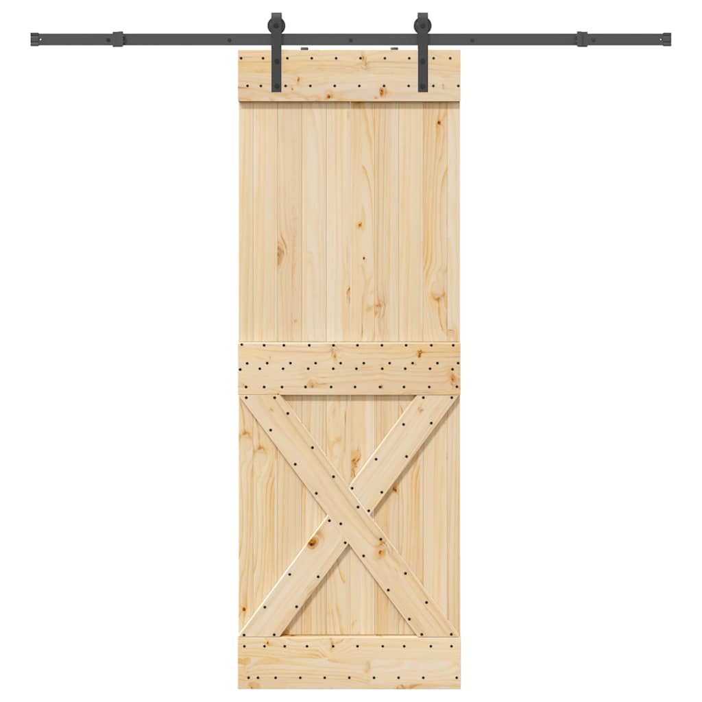 vidaXL Ușă glisantă cu set de feronerie 80x210 cm, lemn masiv de pin vidaXL Ușă glisantă cu set de feronerie 80x210 cm, lemn masiv de pin