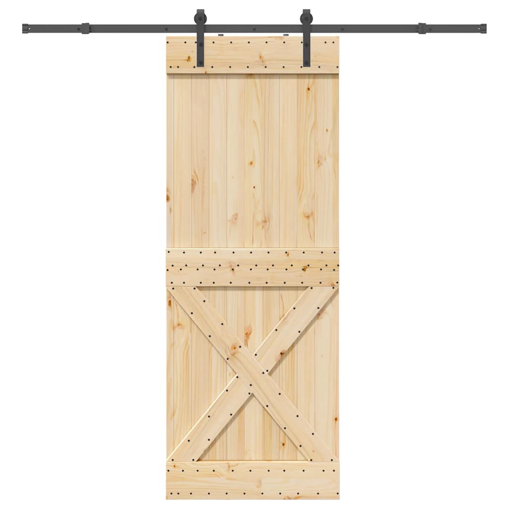 vidaXL Ușă glisantă cu set de feronerie 85x210 cm, lemn masiv de pin vidaXL Ușă glisantă cu set de feronerie 85x210 cm, lemn masiv de pin