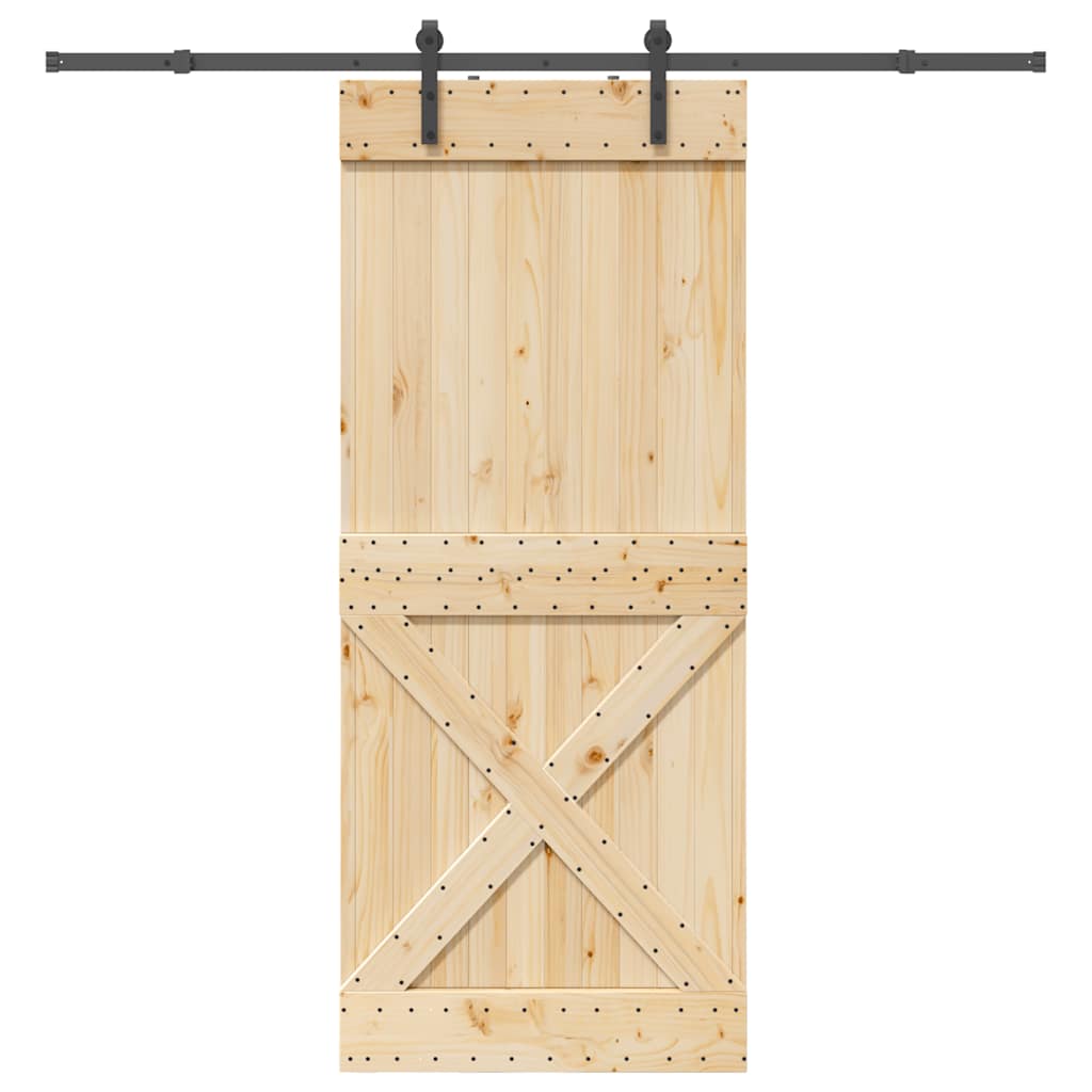 vidaXL Ușă glisantă cu set feronerie, 90x210 cm, lemn masiv de pin vidaXL Ușă glisantă cu set feronerie, 90x210 cm, lemn masiv de pin