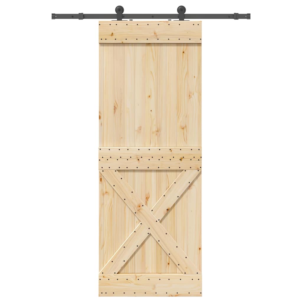 vidaXL Ușă glisantă cu set de feronerie 85x210 cm, lemn masiv de pin vidaXL Ușă glisantă cu set de feronerie 85x210 cm, lemn masiv de pin