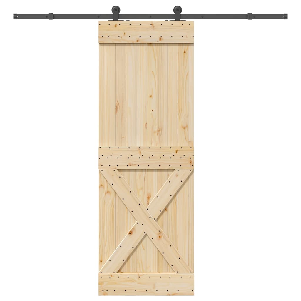 vidaXL Ușă glisantă cu set de feronerie 80x210 cm, lemn masiv de pin vidaXL Ușă glisantă cu set de feronerie 80x210 cm, lemn masiv de pin