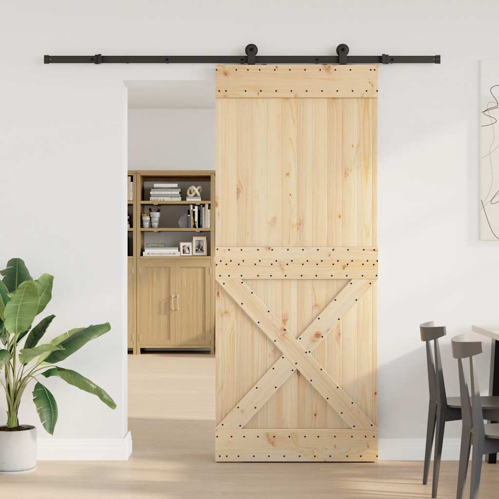 vidaXL Ușă glisantă cu set de feronerie 95x210 cm, lemn masiv de pin