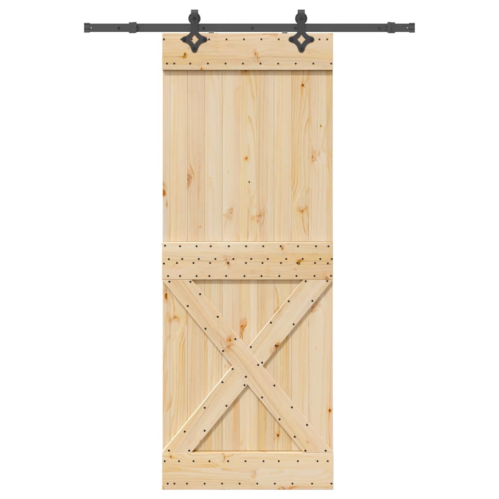 vidaXL Ușă glisantă cu set de feronerie 85x210 cm, lemn masiv de pin vidaXL Ușă glisantă cu set de feronerie 85x210 cm, lemn masiv de pin