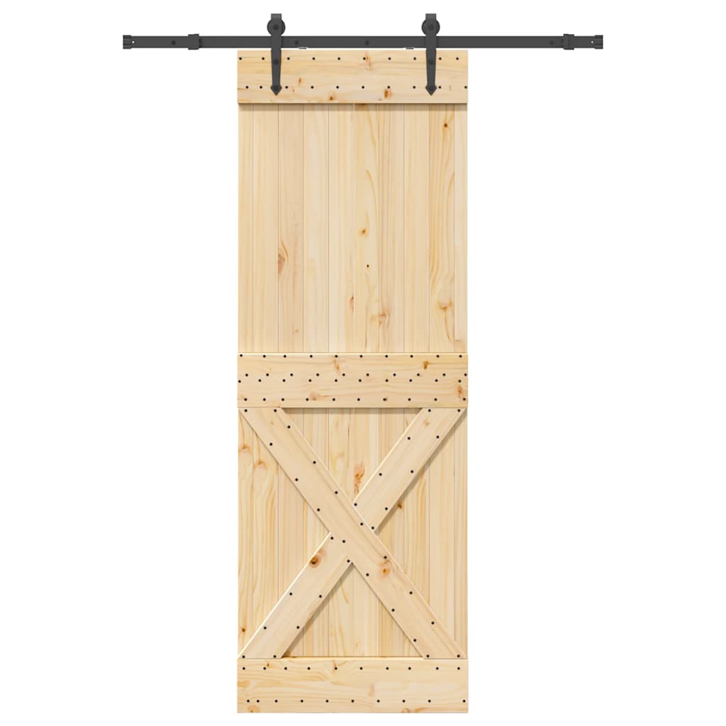 vidaXL Ușă glisantă cu set de feronerie 80x210 cm, lemn masiv de pin vidaXL Ușă glisantă cu set de feronerie 80x210 cm, lemn masiv de pin