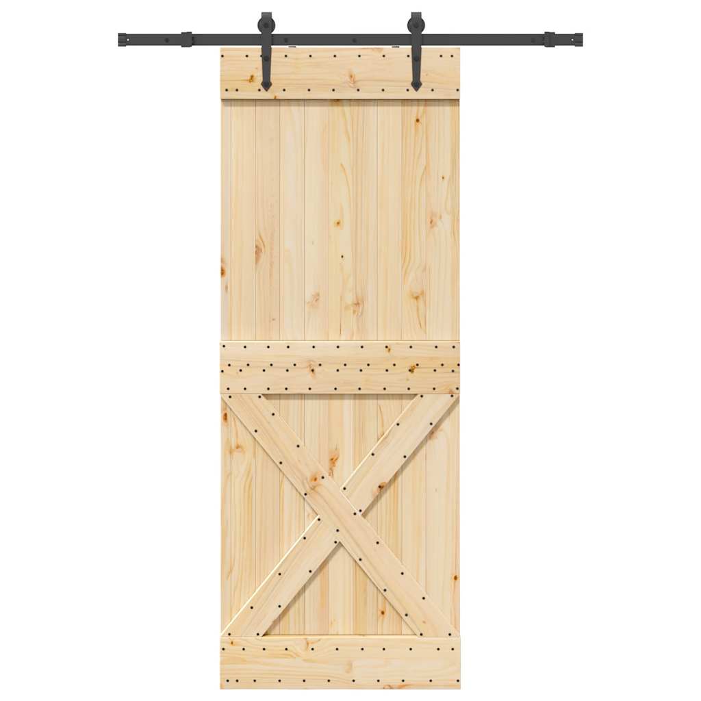 vidaXL Ușă glisantă cu set de feronerie 85x210 cm, lemn masiv de pin vidaXL Ușă glisantă cu set de feronerie 85x210 cm, lemn masiv de pin