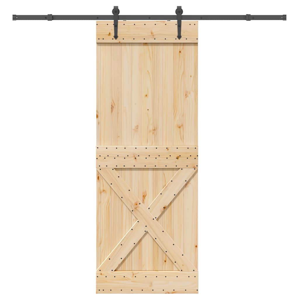 vidaXL Ușă glisantă cu set de feronerie 85x210 cm, lemn masiv de pin vidaXL Ușă glisantă cu set de feronerie 85x210 cm, lemn masiv de pin
