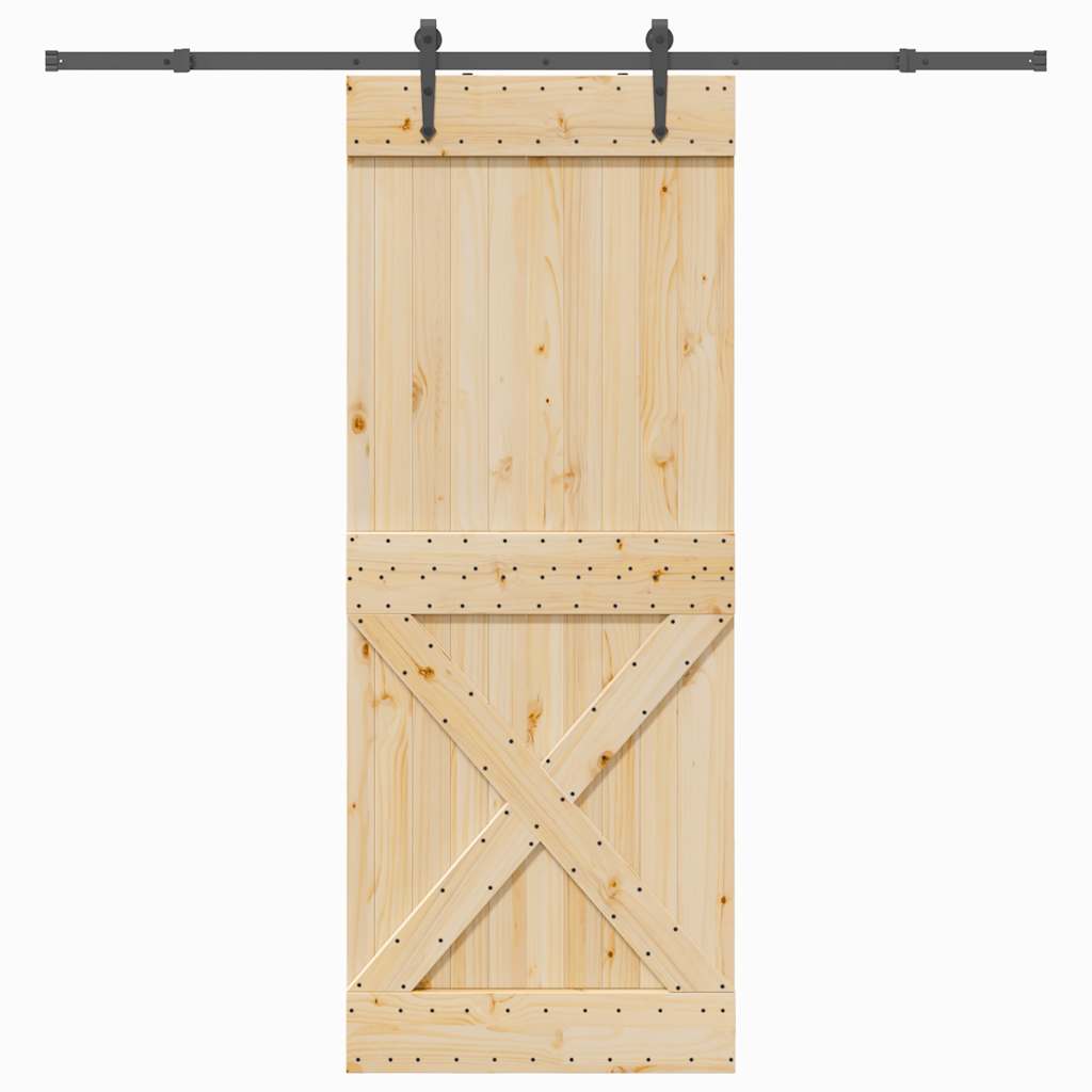 vidaXL Ușă glisantă cu set feronerie, 90x210 cm, lemn masiv de pin vidaXL Ușă glisantă cu set feronerie, 90x210 cm, lemn masiv de pin