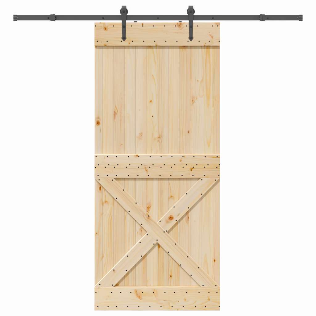 vidaXL Ușă glisantă cu set feronerie, 100x210 cm, lemn masiv de pin vidaXL Ușă glisantă cu set feronerie, 100x210 cm, lemn masiv de pin