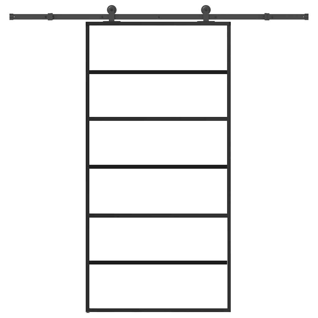 vidaXL Ușă glisantă cu set feronerie 102x205 cm ESG sticlă și aluminiu vidaXL Ușă glisantă cu set feronerie 102x205 cm ESG sticlă și aluminiu