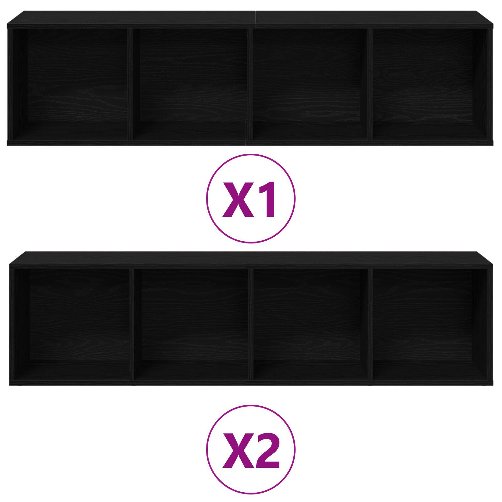 vidaXL Dulap pentru cărți 3 pcs Stejar Negru 36 x 30 x 143 cm vidaXL Dulap pentru cărți 3 pcs Stejar Negru 36 x 30 x 143 cm