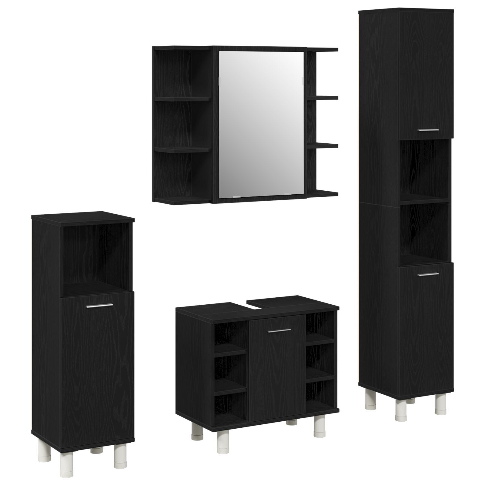 vidaXL Set de mobilier pentru baie 4 pcs Negru 30 x 30 x 179.5 cm vidaXL Set de mobilier pentru baie 4 pcs Negru 30 x 30 x 179.5 cm