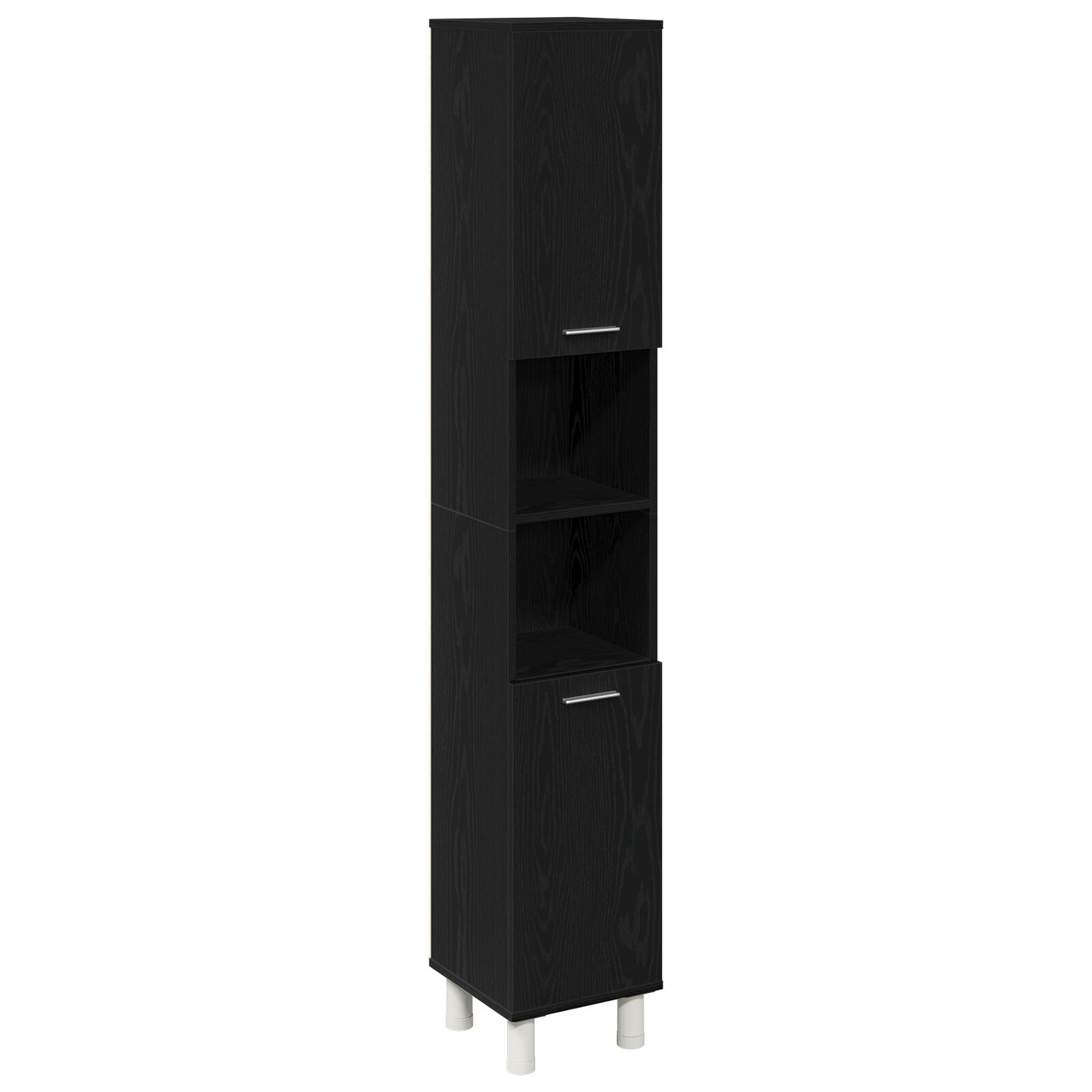 vidaXL Set de mobilier pentru baie 3 pcs Negru 30 x 30 x 179.5 cm