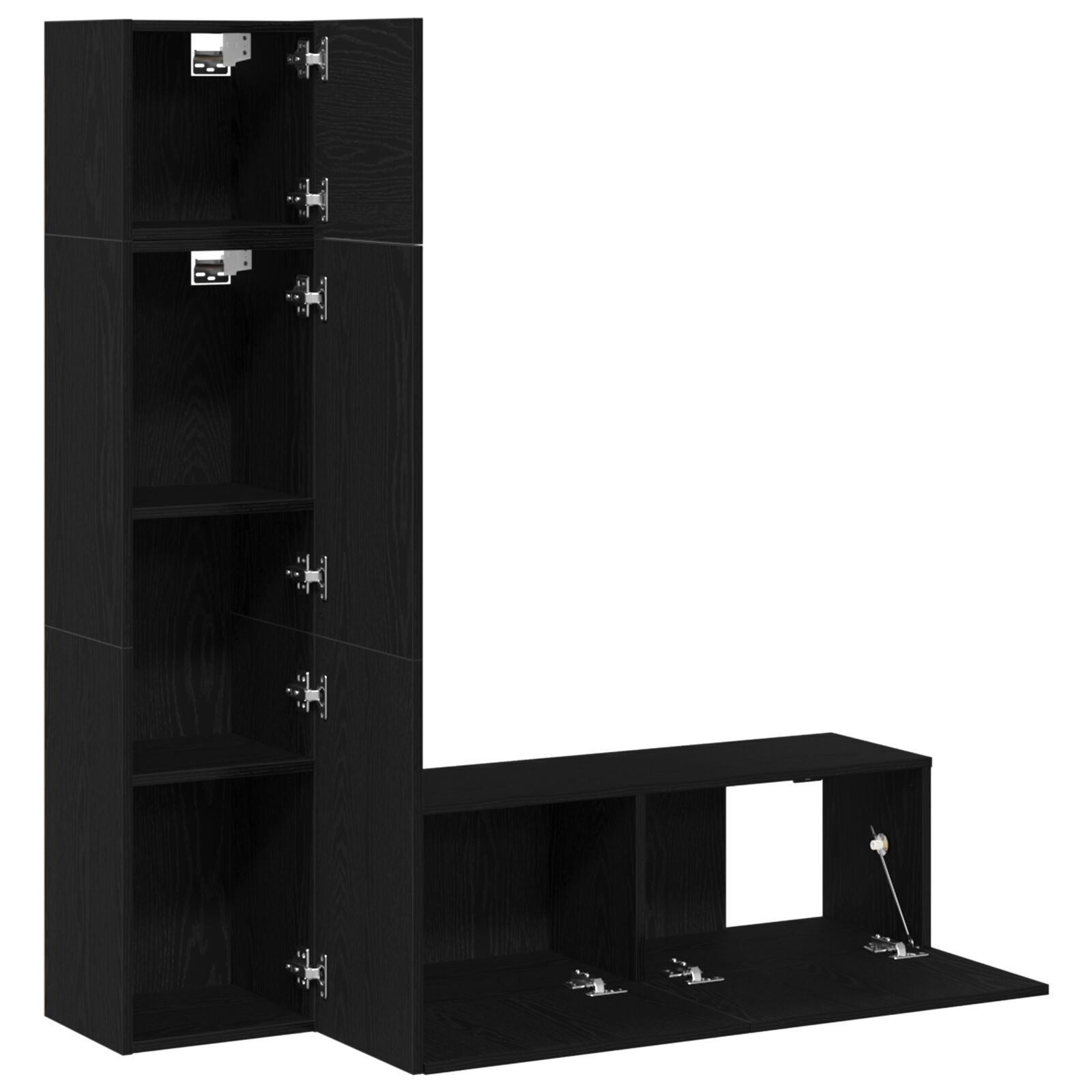 vidaXL Set comodă TV Pe perete 4 pcs Stejar negru 130.5 x 30 x 140 cm
