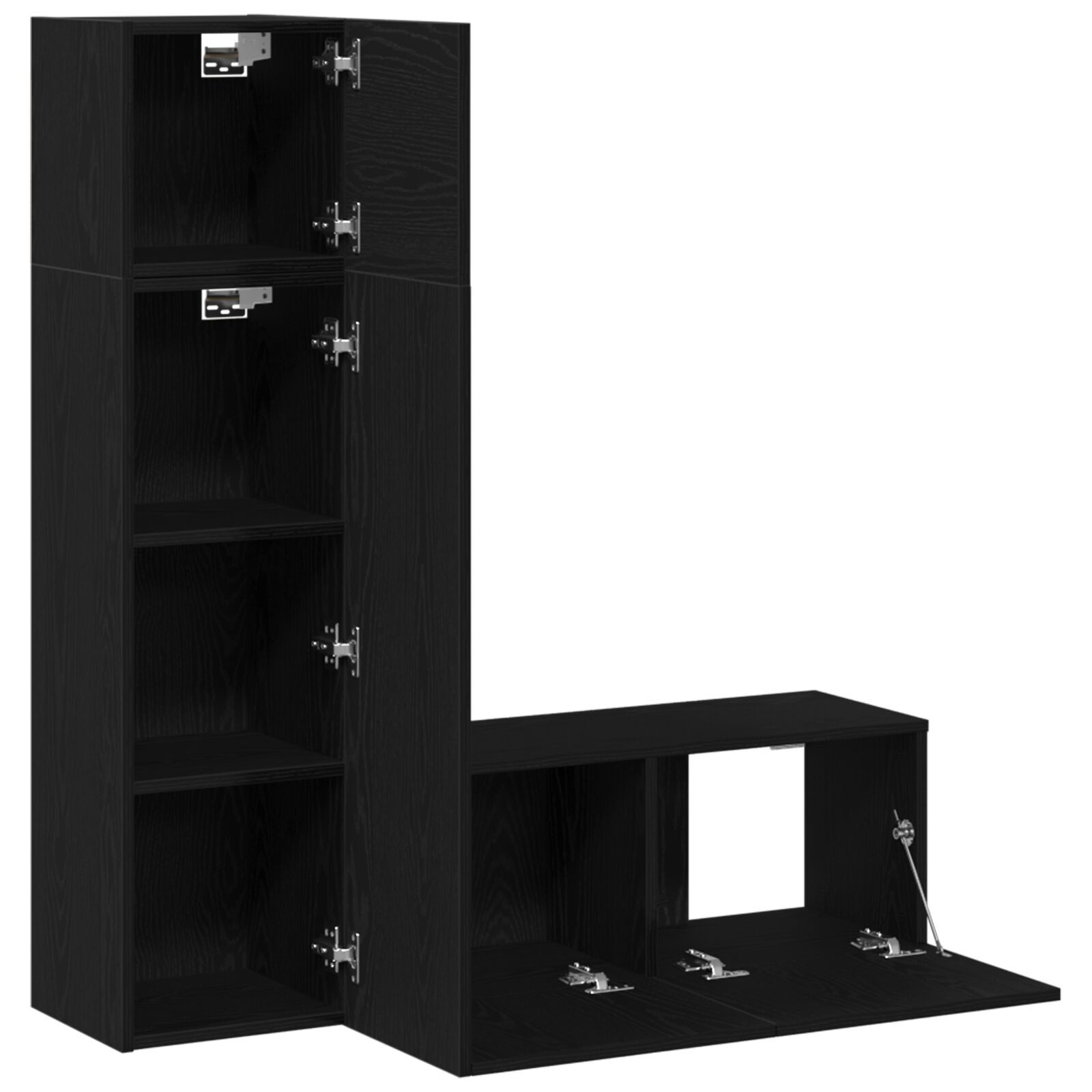vidaXL Set comodă TV Pe perete 3 pcs Stejar negru 130.5 x 30 x 140 cm