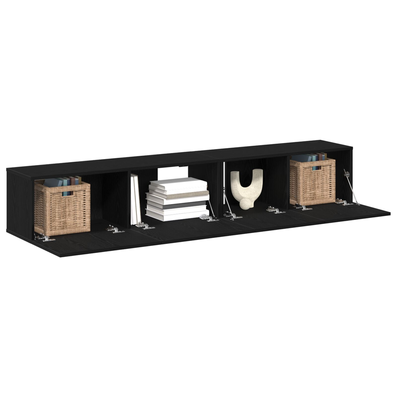 vidaXL Set TV din lemn negru, 2 piese