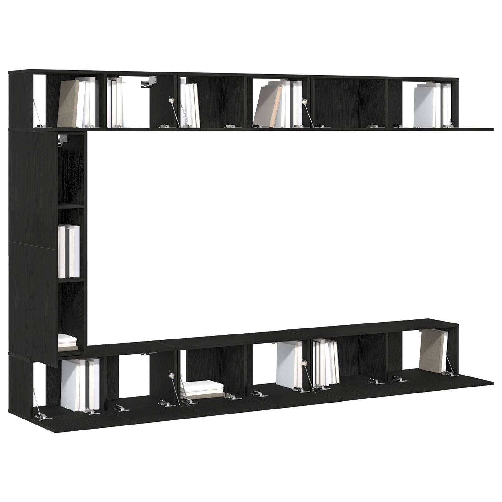 vidaXL Set comodă TV Pe perete 9 pcs Stejar negru 30.5 x 30 x 110 cm