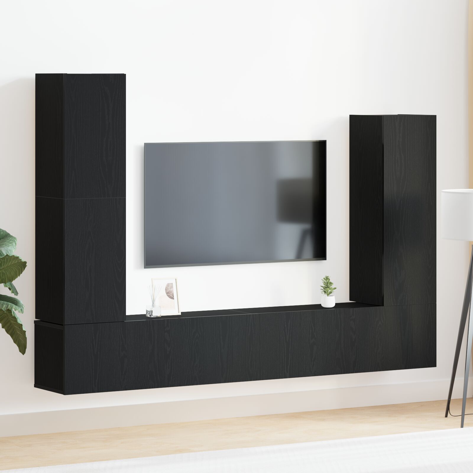 vidaXL Set comodă TV Pe perete 6 pcs Stejar negru 30.5 x 30 x 110 cm