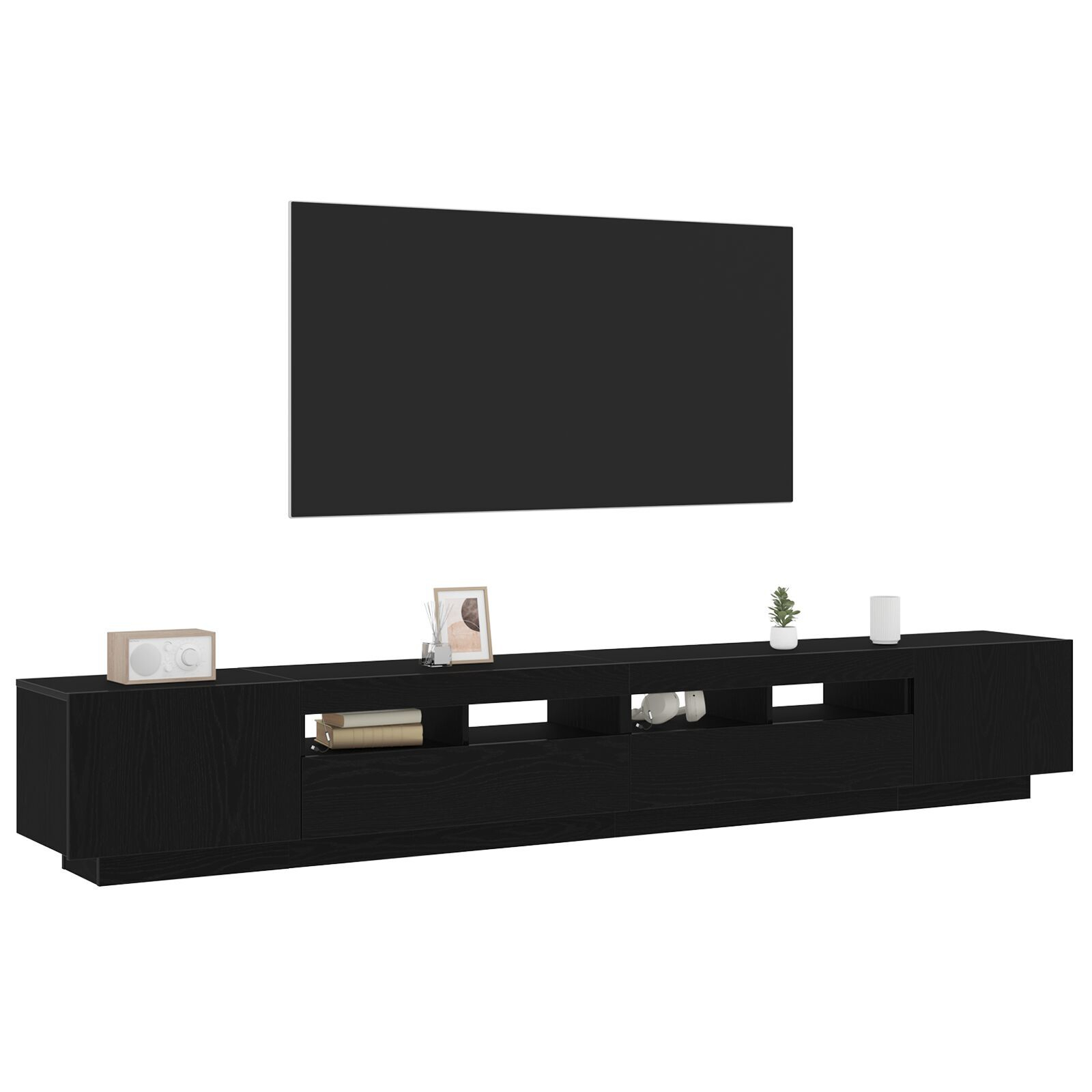 vidaXL Cabinet TV cu LED-uri Stejar Negru 260x35x40 cm Lemn prelucrat vidaXL Cabinet TV cu LED-uri Stejar Negru 260x35x40 cm Lemn prelucrat