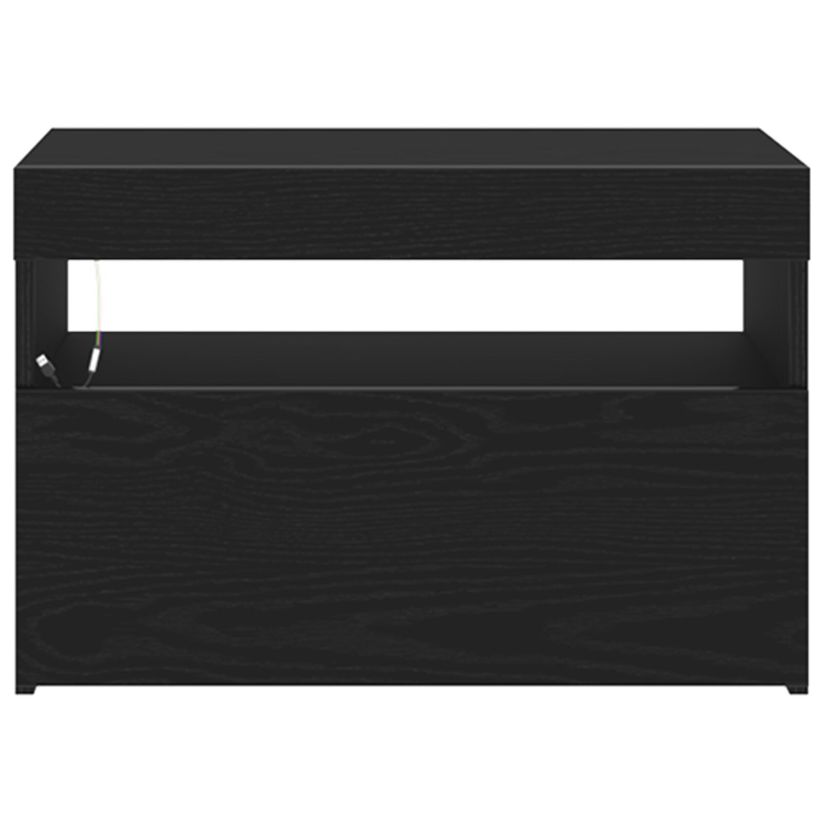 vidaXL Dulap de nopte cu lumini LED Stejar negru 60x35x40 cm Lemn proiectat vidaXL Dulap de nopte cu lumini LED Stejar negru 60x35x40 cm Lemn proiectat