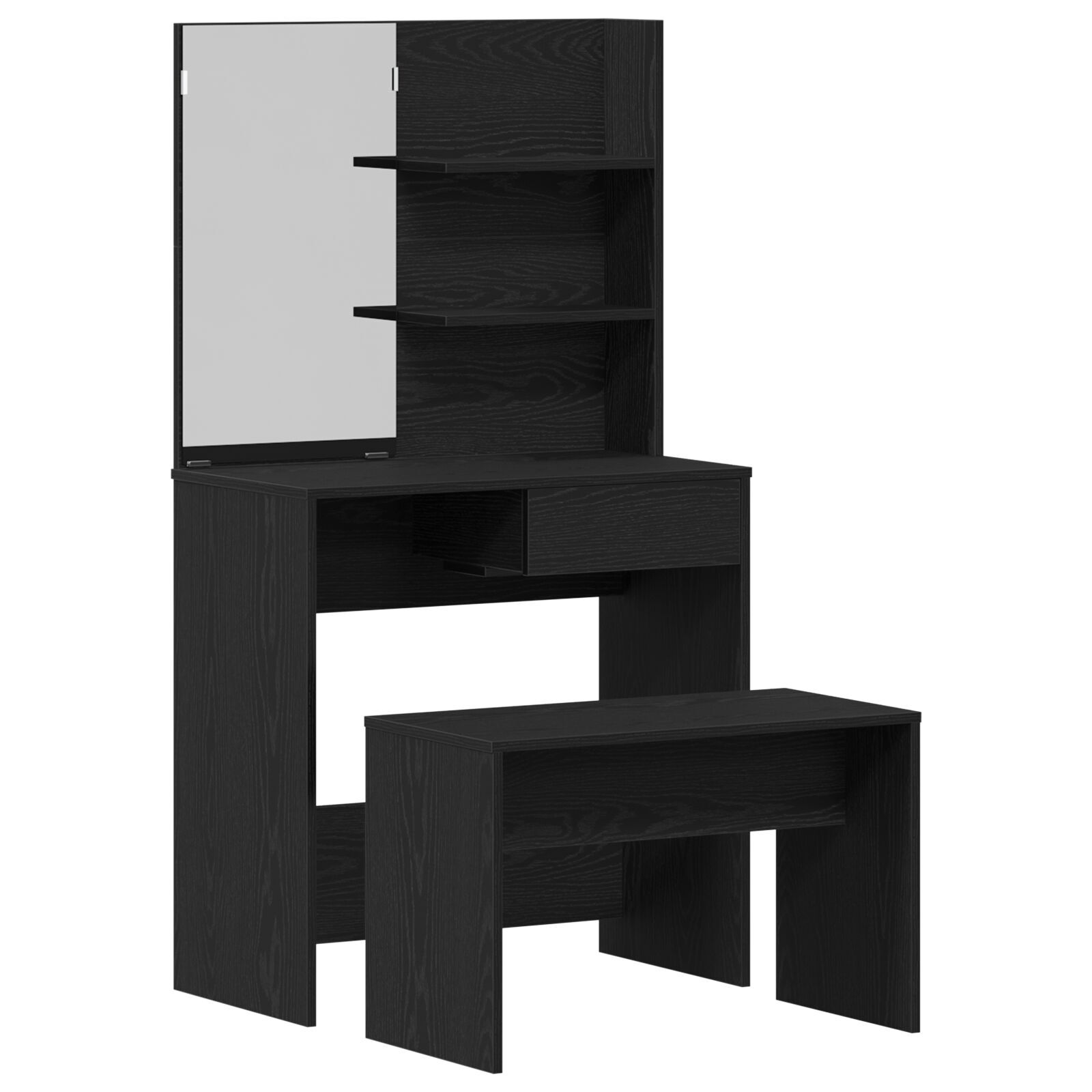Set Măsuță de Toaletă vidaXL din Lemn Obținut Ingineresc Stejar Negru Set Măsuță de Toaletă vidaXL din Lemn Obținut Ingineresc Stejar Negru