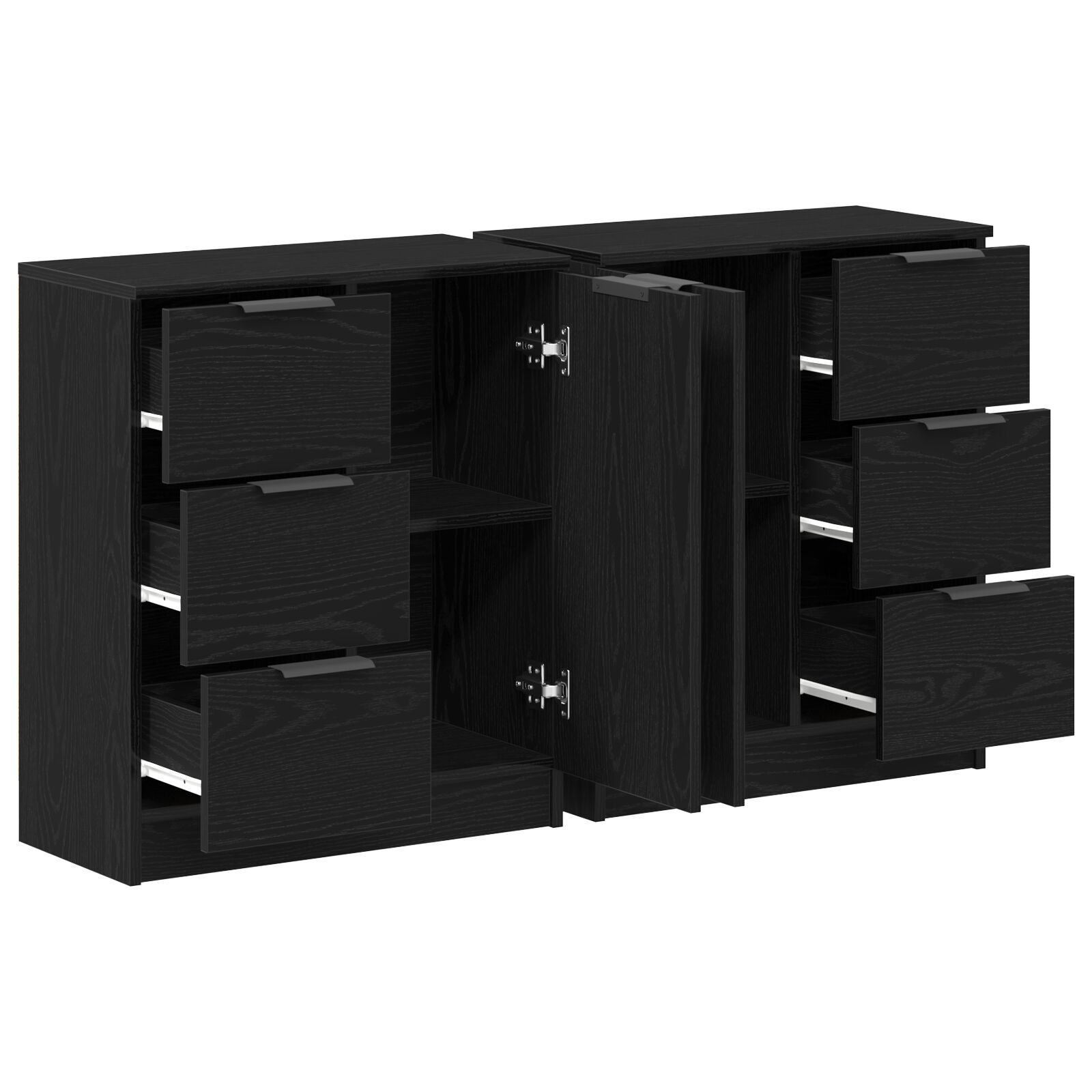 vidaXL Sideboard cu sertar Stejar Negru 180 x 30 x 70 cm Lemn compozit