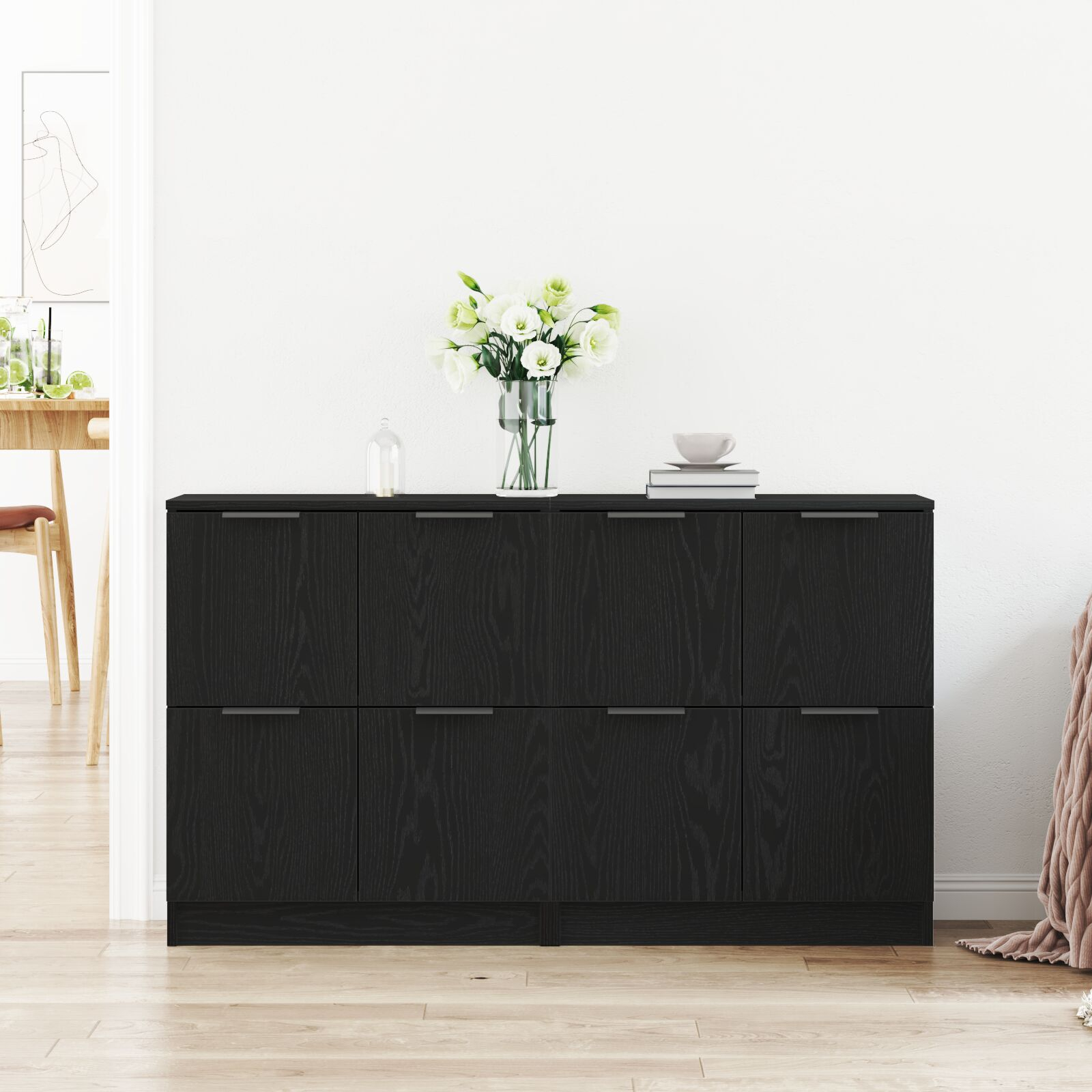 vidaXL Bufet Stejar negru 180 x 30 x 70 cm Lemn compozit