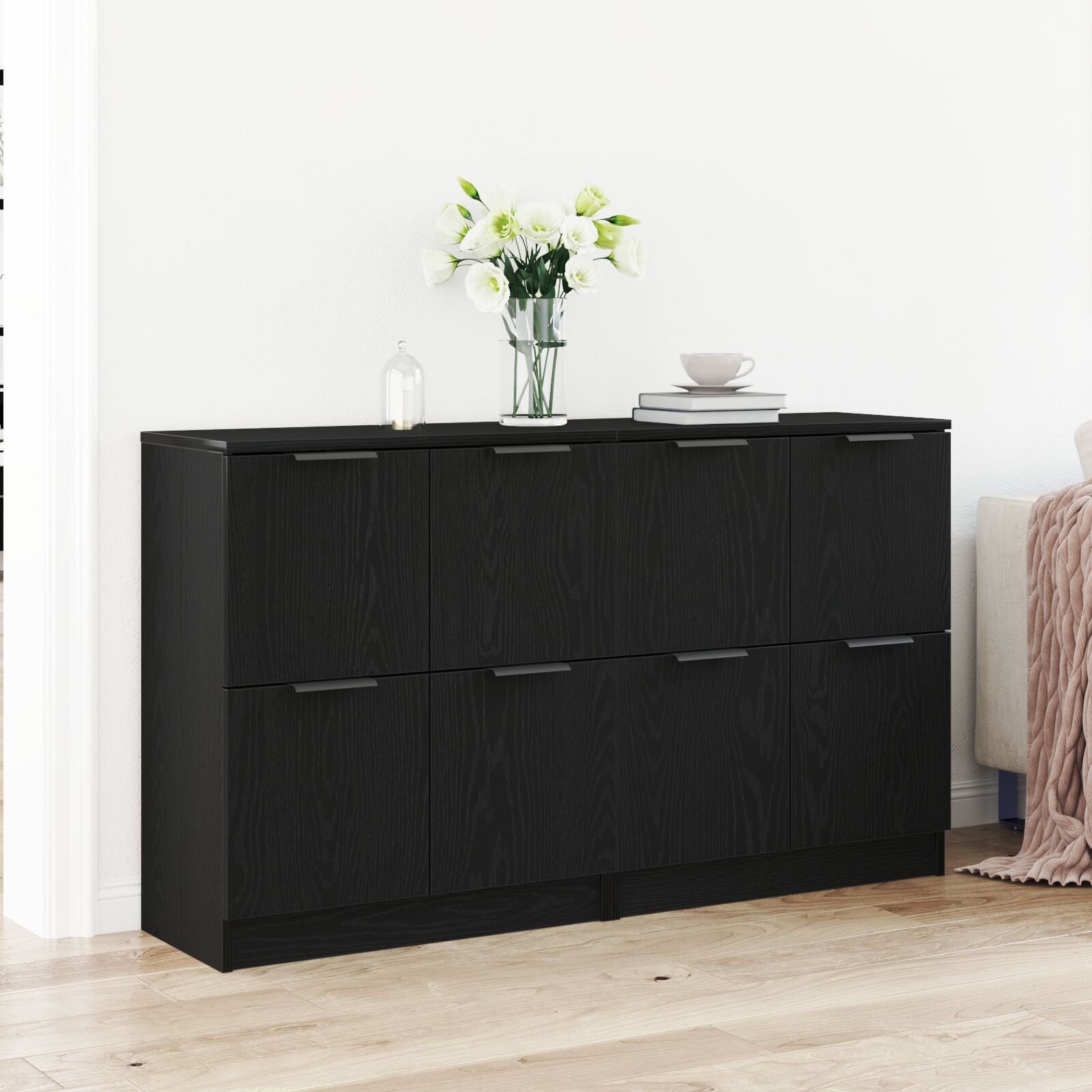 vidaXL Bufet Stejar negru 180 x 30 x 70 cm Lemn compozit