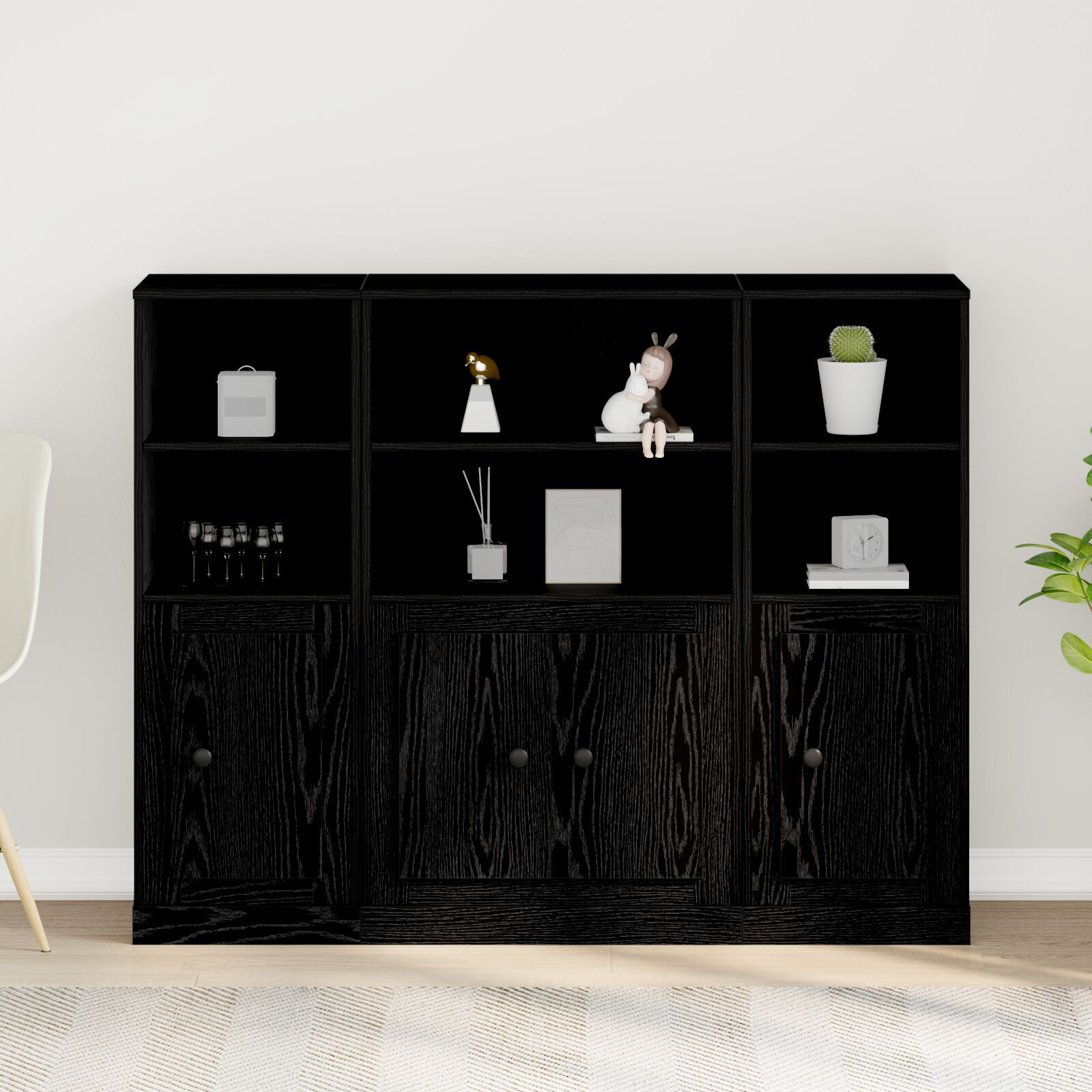vidaXL Highboard Stejar Negru Lemn compozit vidaXL Highboard Stejar Negru Lemn compozit