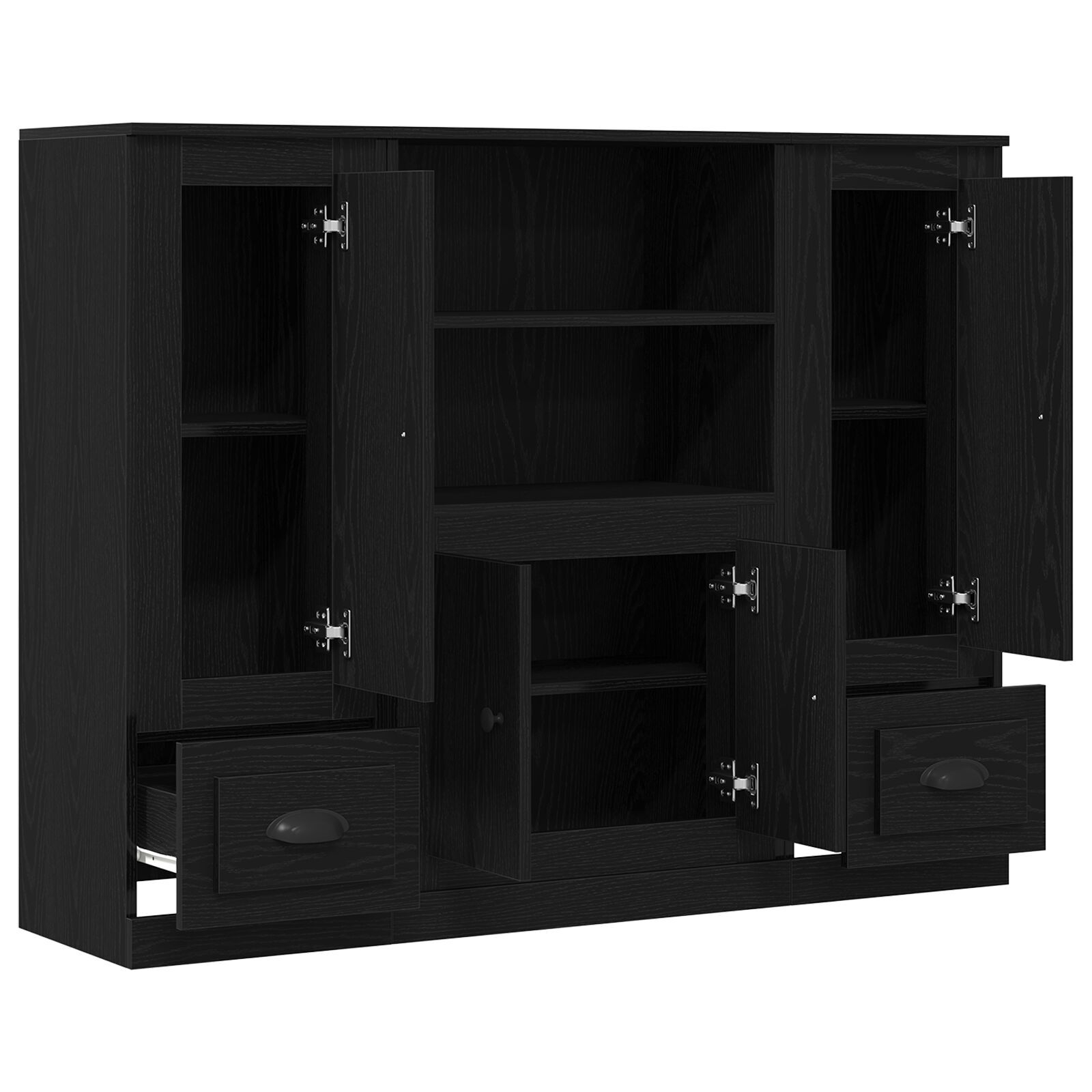 vidaXL Bufet Stejar Negru 132 x 35.5 x 103.5 cm Lemn compozit