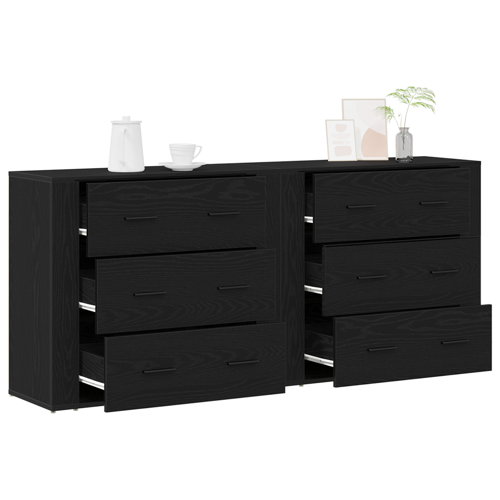 vidaXL Bufet cu sertar Stejar Negru 160 x 33 x 70 cm Lemn compozit vidaXL Bufet cu sertar Stejar Negru 160 x 33 x 70 cm Lemn compozit